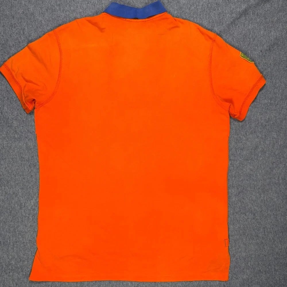 90s Polo Ralph Lauren Mens Orange Canoe Kayak Club Patch Polo XL Custom Fit